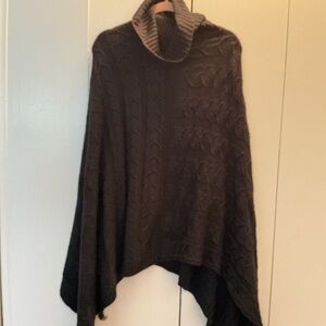 Lord & Taylor Black Cable Knit Poncho